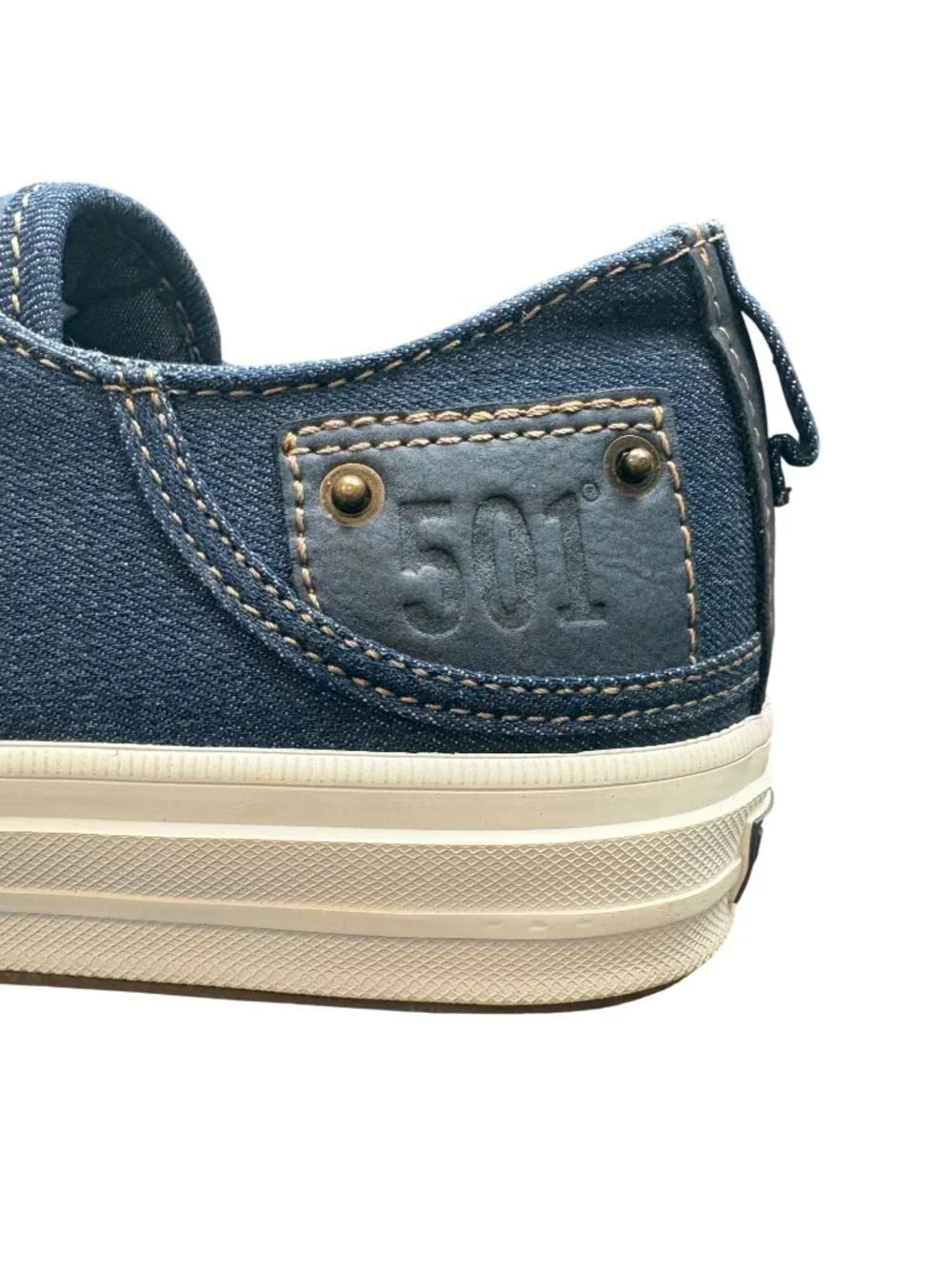 Levi's Mens Denim Sneakers Size 8 Navy Blue Lace Up Casual Y2K Streetwear Shoes